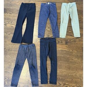 Set Of 5 Toddler Girl 5T Mixed Leggings Elastic Waistband Glitter Black Green